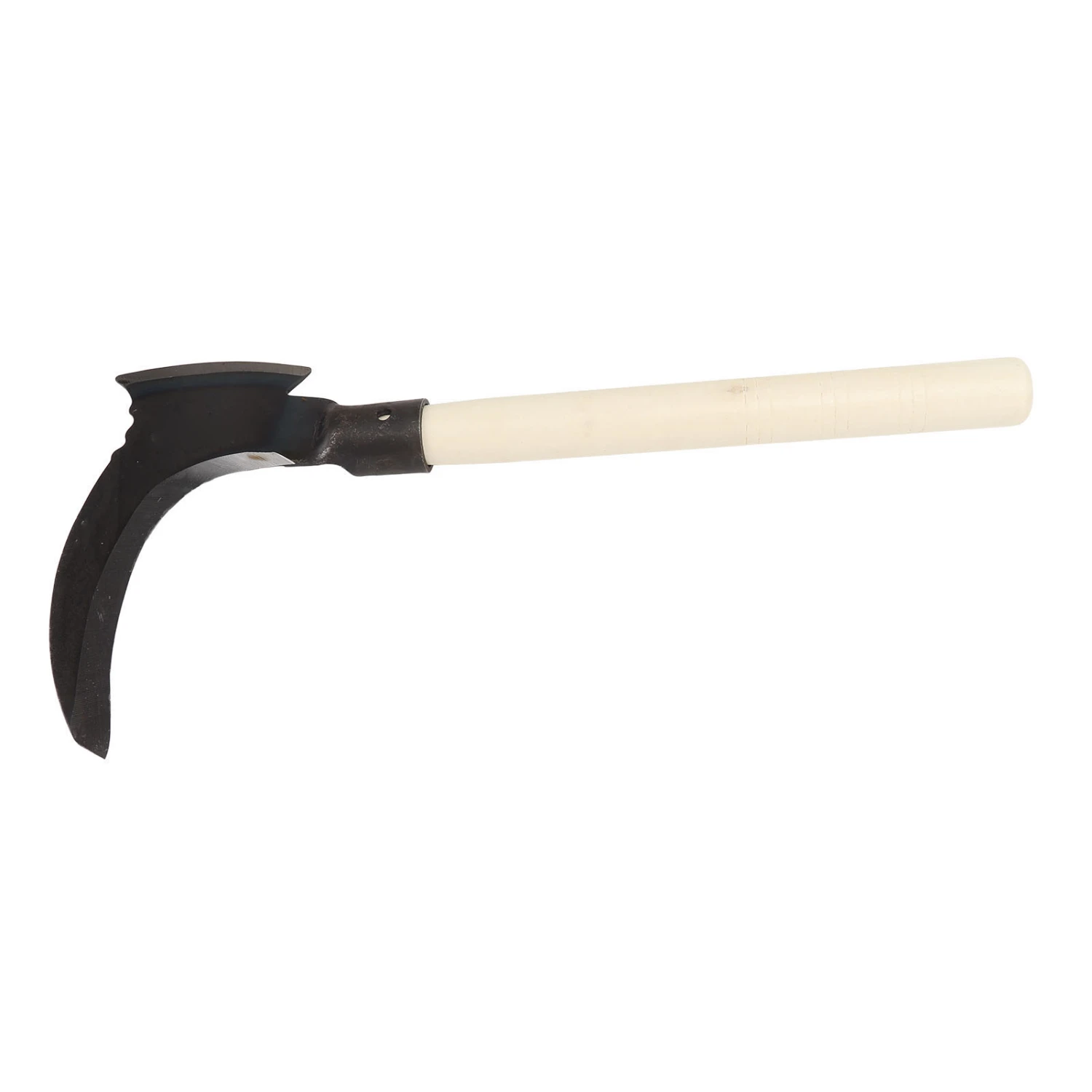 High Manganese Steel Double Scythe Multifunctional Mowing Cutting Trees Double Sickle for Gardening Tools Single Cutter Head, Wooden Stick