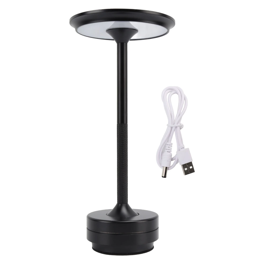 LED Desk Lamp Adjust Brightness 360 Degrees Lighting Quickly Charging Aluminum Table Lamp Black