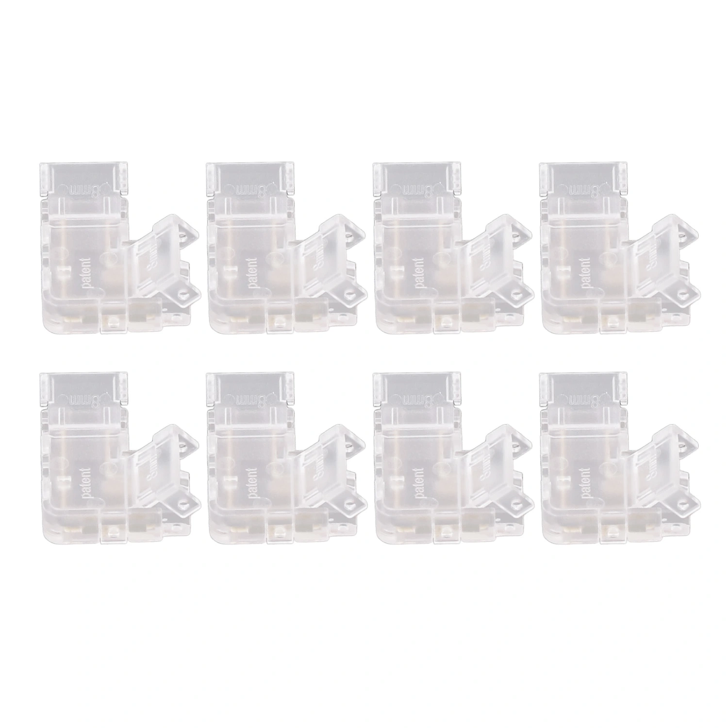 8pcs COB Connector Professional 2Pin 8mm Transparent L Shaped LED Strip Light Connectors for COB LED Strip Light