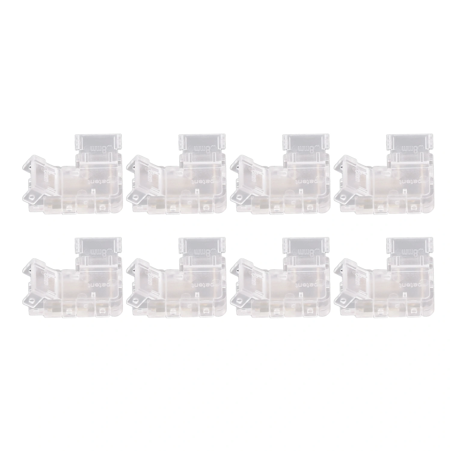 8pcs COB Connector Professional 2Pin 8mm Transparent L Shaped LED Strip Light Connectors for COB LED Strip Light