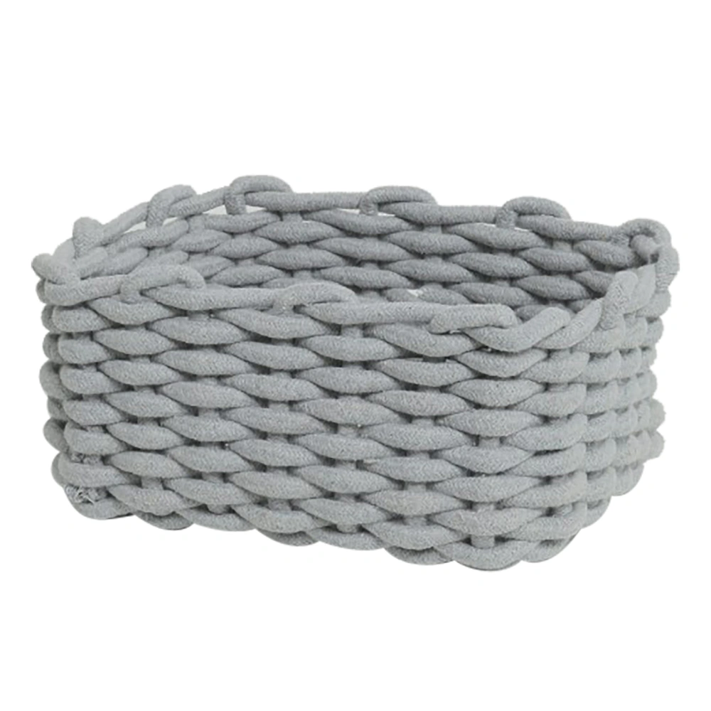 Cotton Rope Storage Basket Hand Knitting Nordic Style Desktop Storage Organizer for Key Snacks Underwear Grey 30x22x14cm/11.8x8.7x5.5in