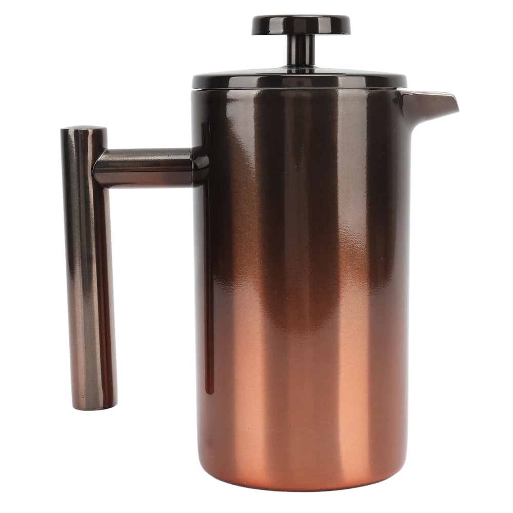 French Press Coffee Tea Maker with Filter Double Layer 304 Stainless Steel Gradient Ramp for 350ml