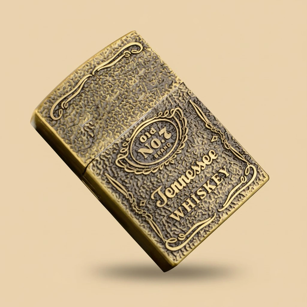 Flame Cigar Lighter with Wheel Flint Ingnition Vintage 3D Carving Refillable Butane Lighter for Men Dad Husband Gold