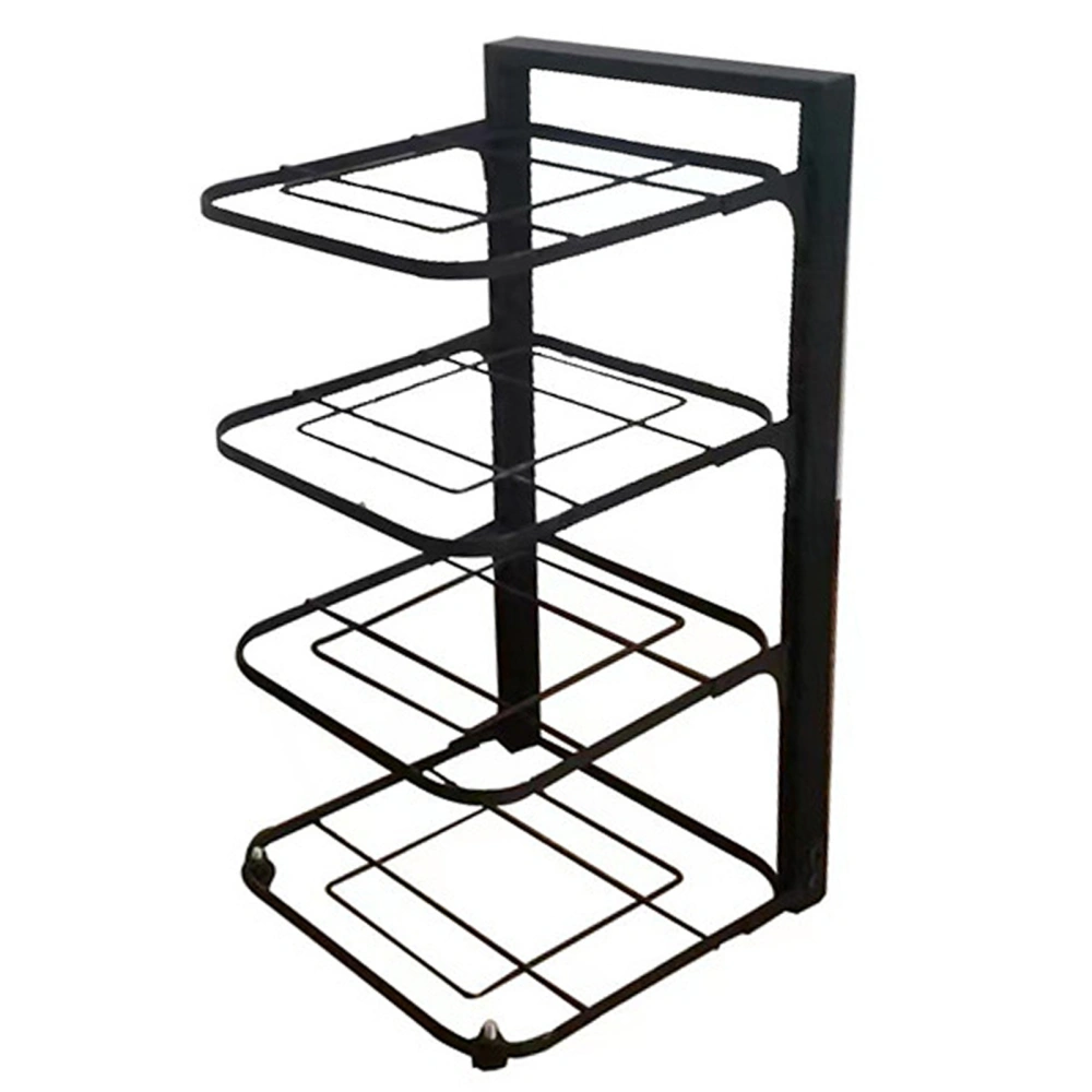 Kitchen Storage Shelf Carbon Steel Multilayer Black Pot and Pan Holder Organizer For Home Four Tier 54x24x7cm/21.3x9.4x2.8in