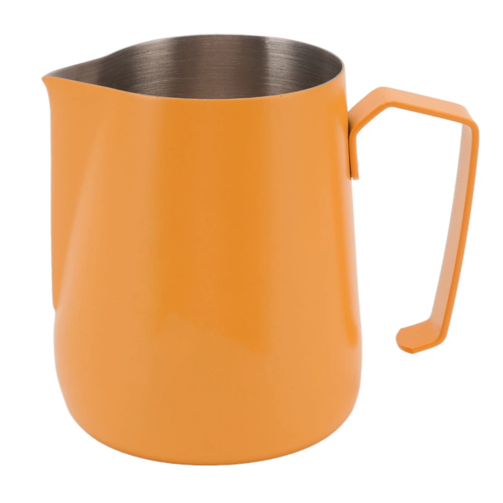 450ml Milk Frothing Pitcher 304 Stainless Steel Steaming Pitcher Milk Frother Pitcher for Coffee Shop Home Orange