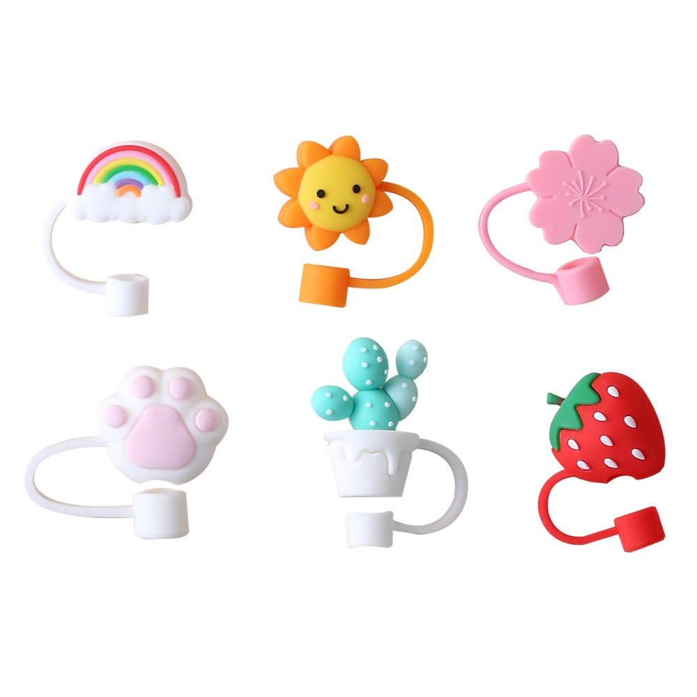 Cartoon Straw Dust Cap Universal Straw Dust Cap Silicone Straw Lids