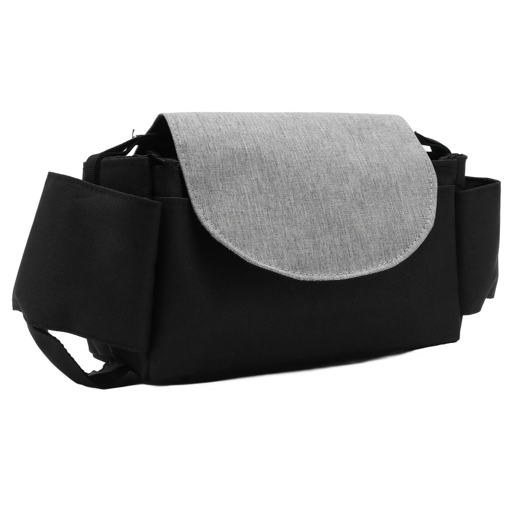 Baby Stroller Storage Bag Oxford Cloth Adjustable Buckle Multi Pocket Baby Stroller Bag Black Grey