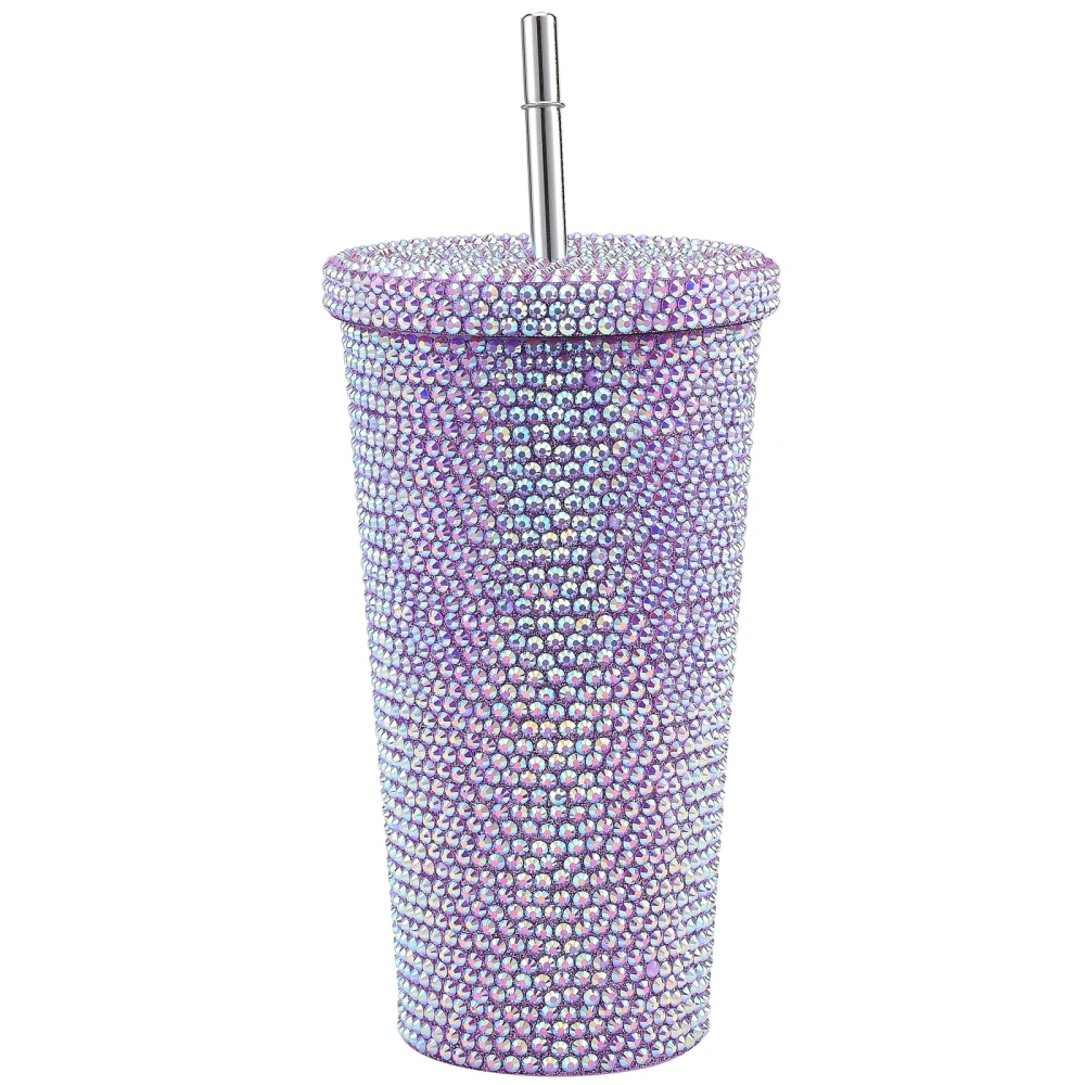 500ml Water Bottle Stainless Steel Rhinestone Decoration Vacuum Water Cup for Women