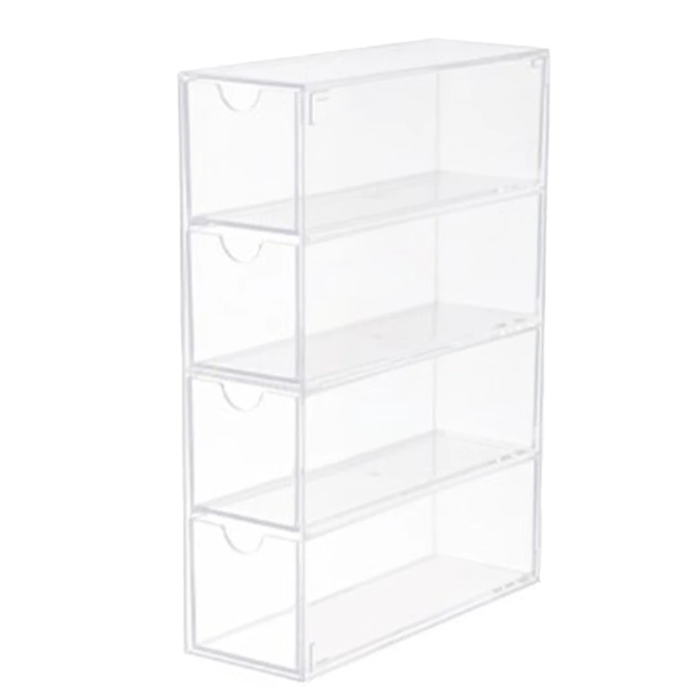 4 Drawers Eyeglass Storage Organizer Box Clear Acrylic Stackable Sunglasses Display Holder Organizer for Makeup Office Items