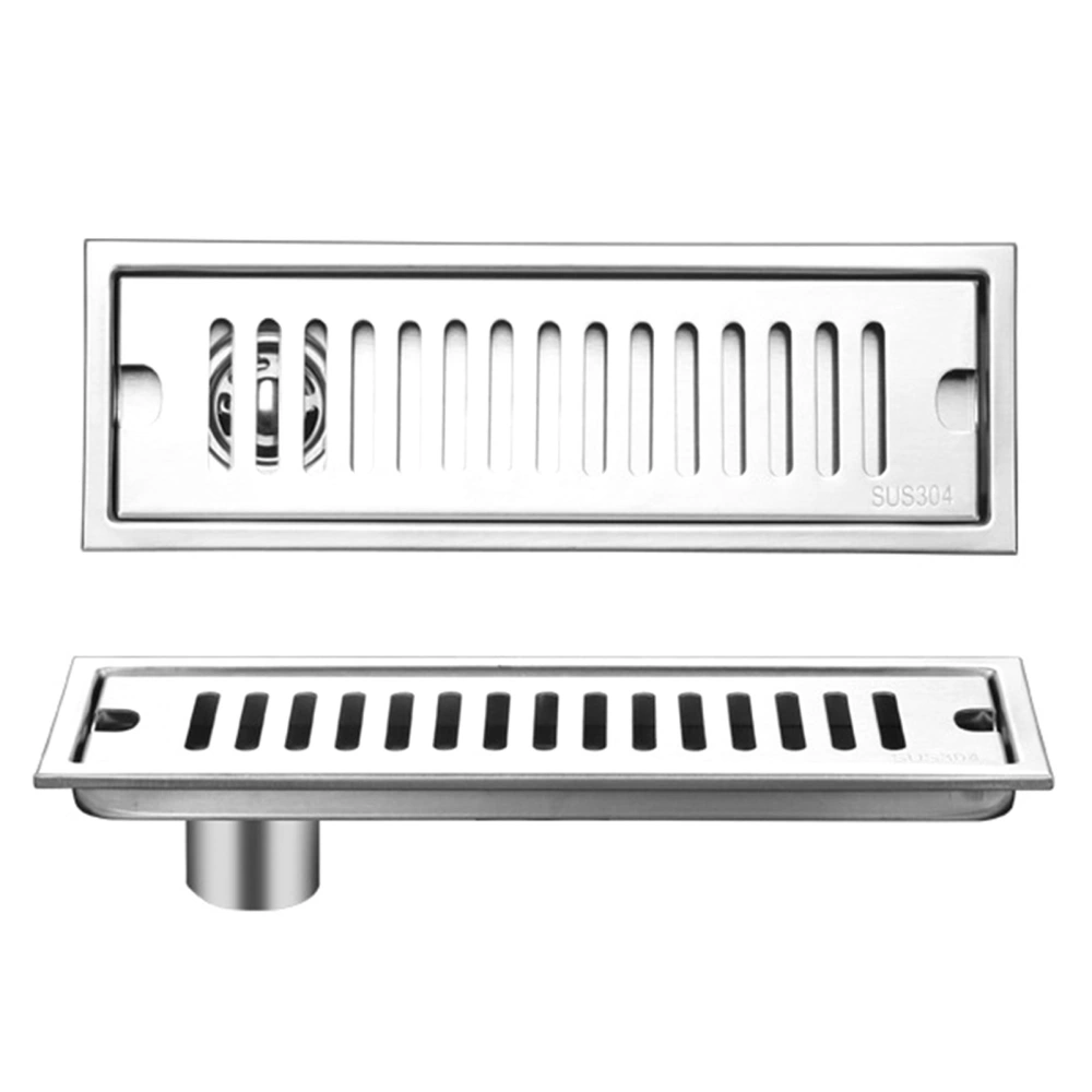 Shower Drain Long Stainless Steel Deodorant Removable Floor Drain for Bathroom Hotel 30cm Side Draining