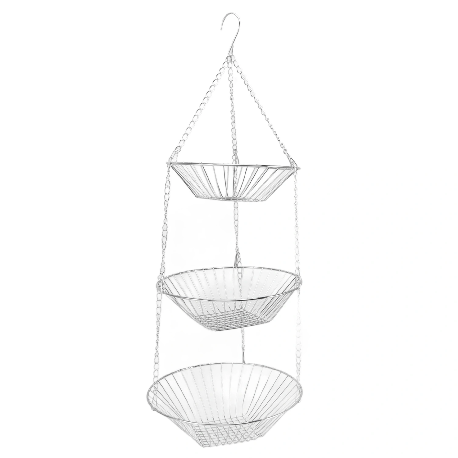 3 Tier Kitchen Hanging Fruit Basket Iron Wire Fruit Vegetable Flower Hanging Storage Basket for Indoor Outdoor
