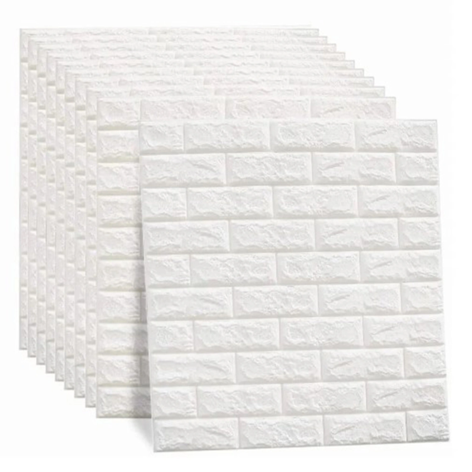3D Wallpaper Self Adhesive Waterproof Cuttable Odorless Faux Brick Wall Panel for Living Room Bedroom White 10pcs