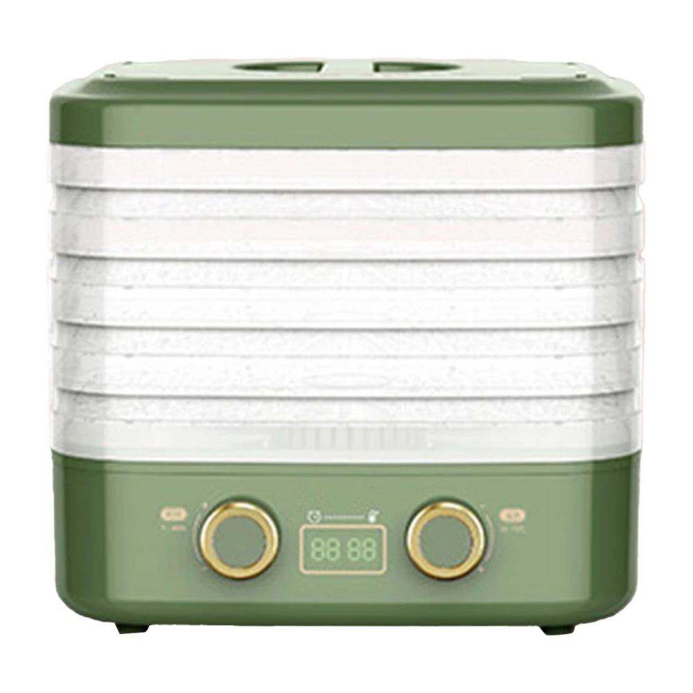 Fruit Dehydrator 5 Trays Timer Low Noise Temperature Control Multifuntional Food Dryer 220V Green Double Knobs