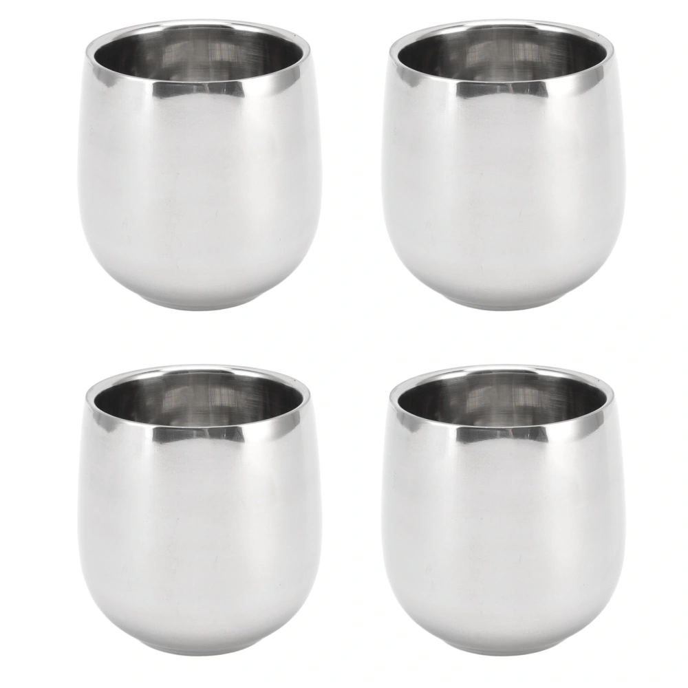 4PCS Coffee Cup Stainless Steel Double Wall Insulation Prevent Scalding Curved Cup 200ML