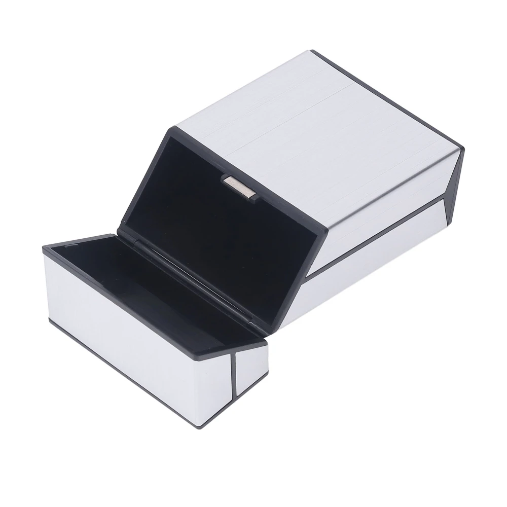 Magnetic Cigarette Case 20 Capacity Universal Flip Cover Aluminum Alloy Cigarette Box for Women Men Silver