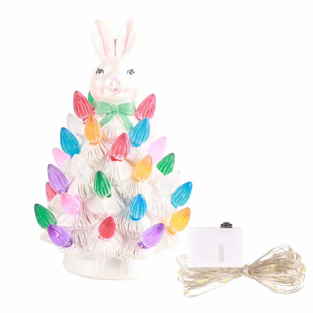 Resin Craft Christmas Tree Rabbit Home Yard Easter Decoration Ornaments