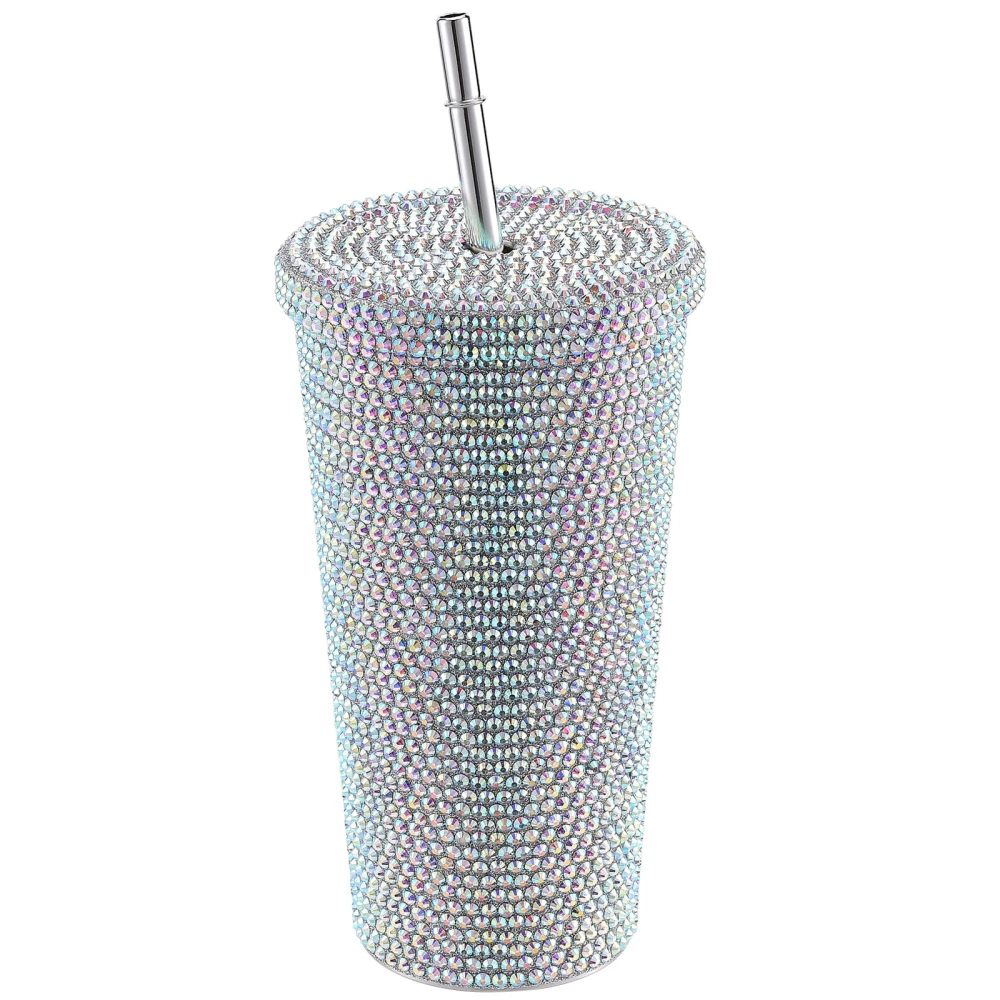 500ml Water Bottle Stainless Steel Rhinestone Decoration Vacuum Water Cup for Women