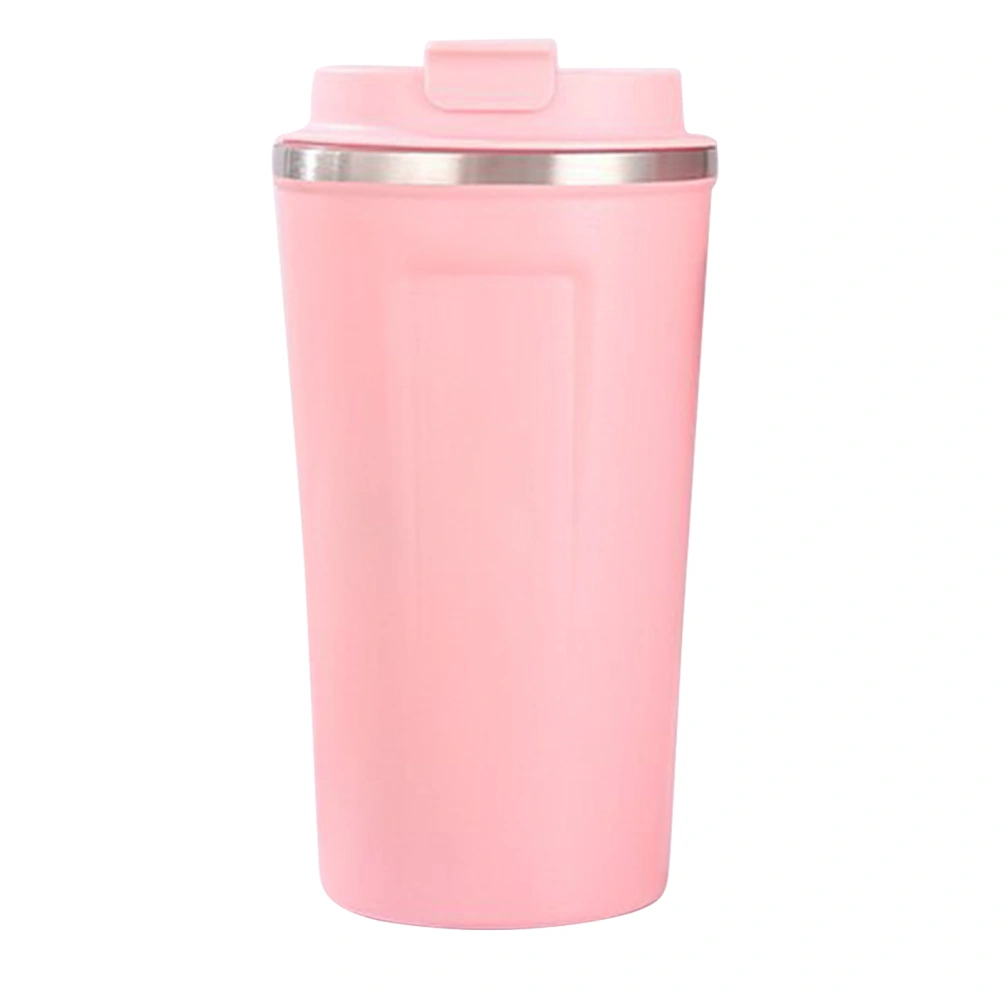 Insulated Cup 304 Stainless Steel Liner Safety Lock Large Capacity Portable Insulated Coffee Mug with Lid for Office Pink 510ml