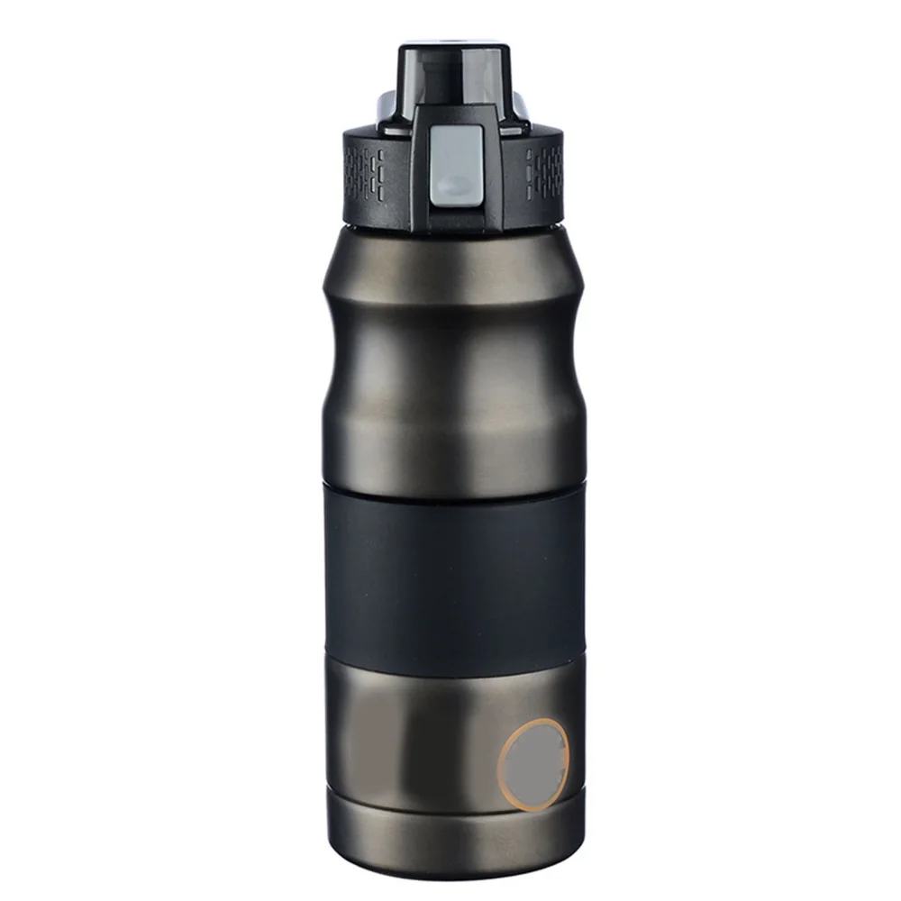 Stainless Steel Thermal Bottle Portable Large Capacity Fashionable Vacuum Thermal Bottle for Outdoor 680ml Black