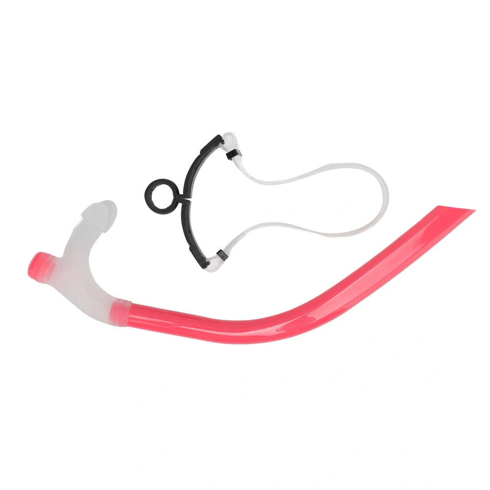 Swimming Snorkel Reduced Drag Silicone Swimming Breathing Tube with Adjustable Head Brace for Snorkeling Diving Pink