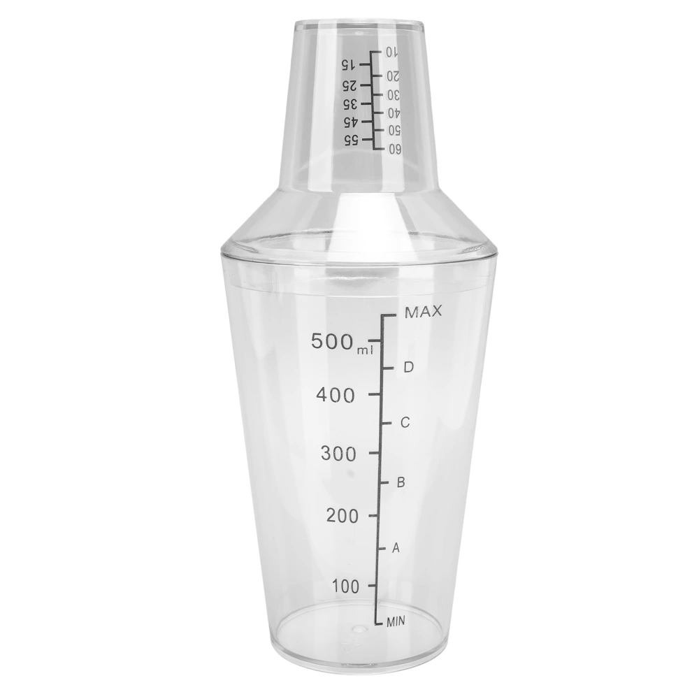 Cocktail Shaker Set Clear Scale Standard Capacity Prevent Spill Transparent Shaker for Bar Bartender 500ML