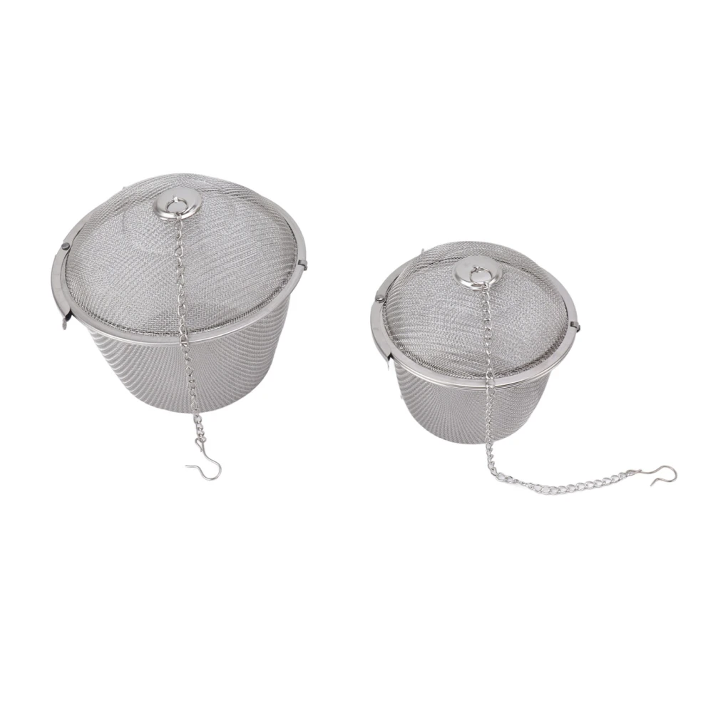 2pcs Mesh Tea Ball Stainless Steel Tea Strainer with Long Hook Chain for Spice Soup Tea Herbs Diameter: 8.5cm / 3.3in+ 11cm / 4.3in