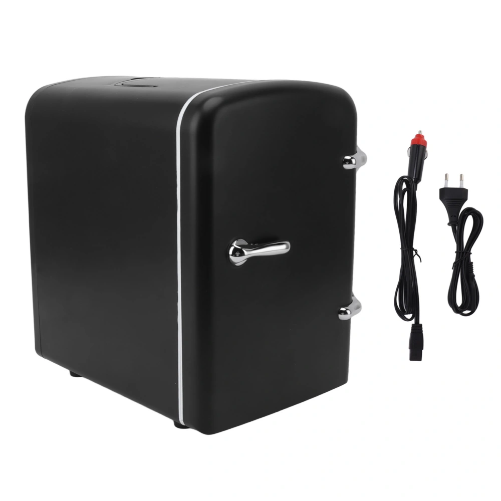 Mini Fridge 36W 4L 6cans Capacity Portable Travel Car Refrigerator Cooler and Warmer Low Noise with DC12V Car Adapter for Skincare Snacks AC100‑240V Black EU Plug