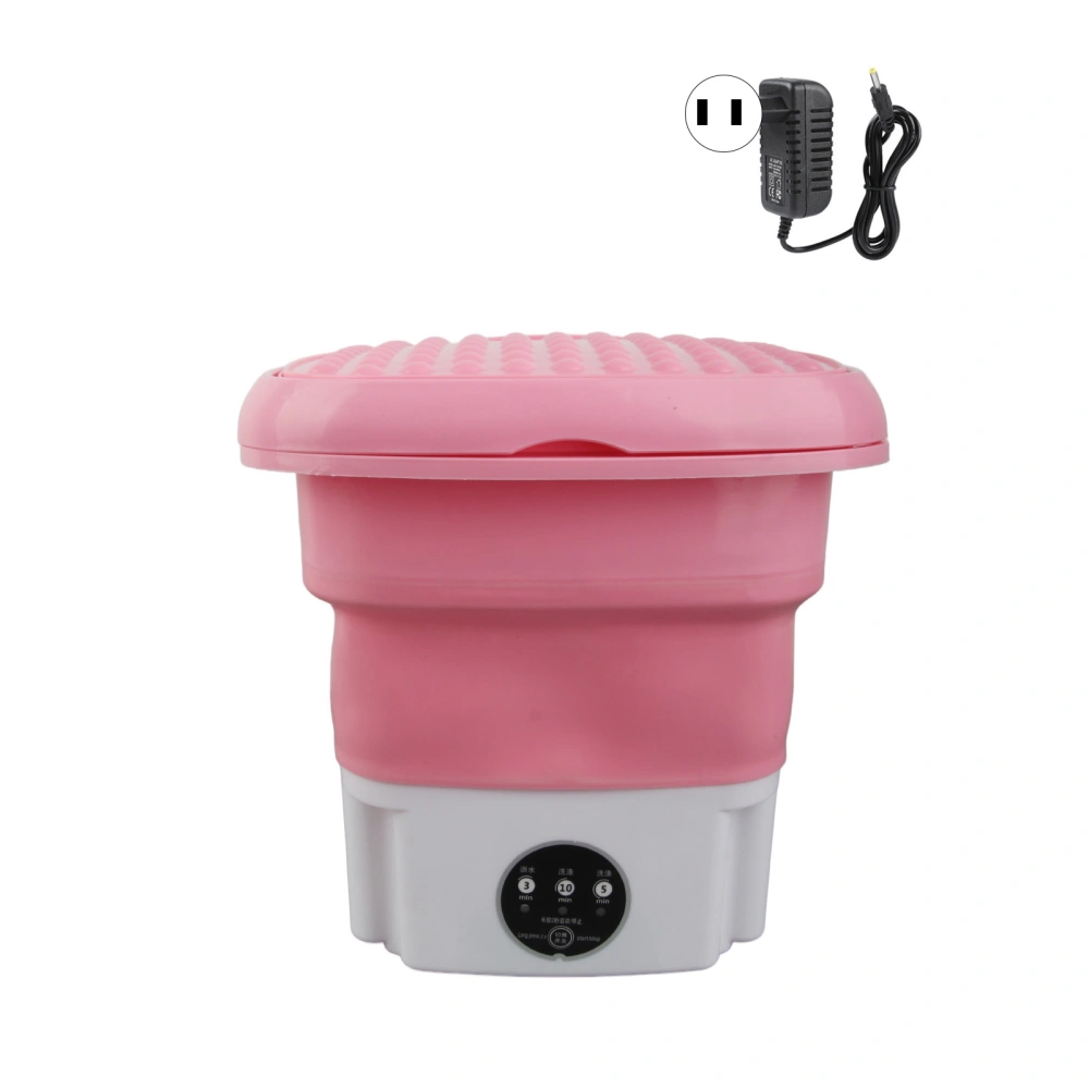 Portable Mini Washing Machine Folding Underwear Socks Washer for Student Dormitories Apartments Nursing Homes Tourism Camping 100‑240V Pink US Plug