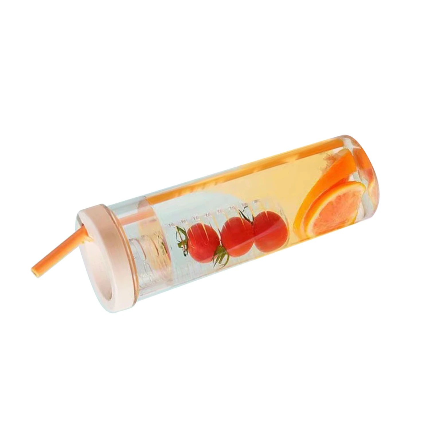 700ml Straw Cup Transparent Plastic Water Bottle with Straw Portable Juice Cup Drinking Bottle Pale Yellow