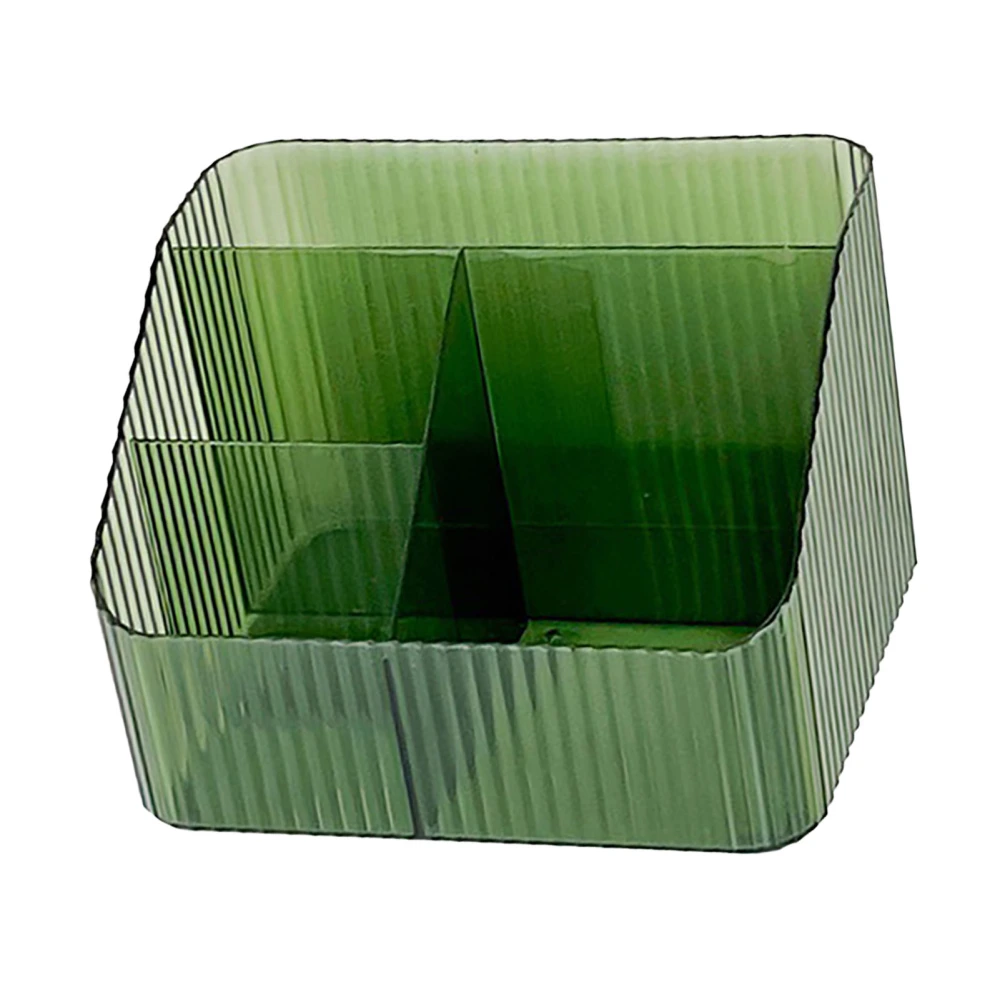 Desktop Storage Box Trapezoidal Organizer PP Plastic Sorting Case for Makeup Cosmetic Brush 4 Grids Green