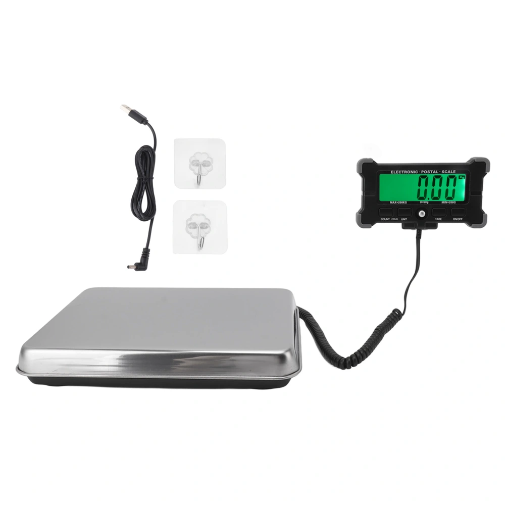 200kg/0.05kg Electronic Scale Split Type ABS Stainless Steel Digital Shipping Scale for Packages Mailing Business