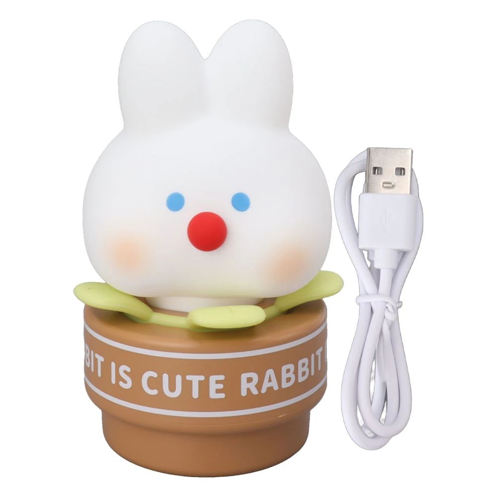 Desktop Night Light Cartoon Rabbit Silicone Lamp USB Rechargeable Kids Desk Light 3 Gears Brightness