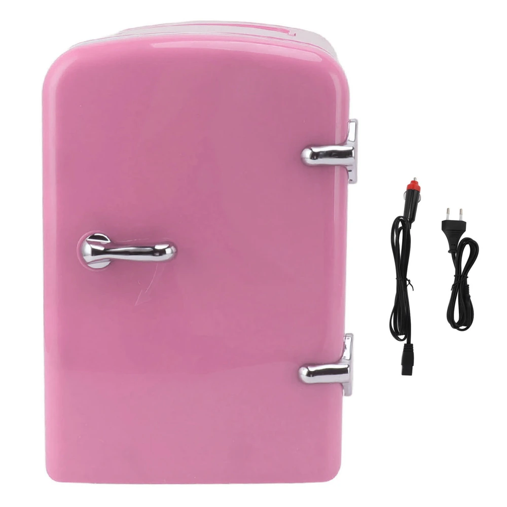 Mini Fridge 4L Portable Cooler Warmer Personal Refrigerator Includes DC12V Car Plug for Skin Care Beverage AC100‑240V Pink EU Plug