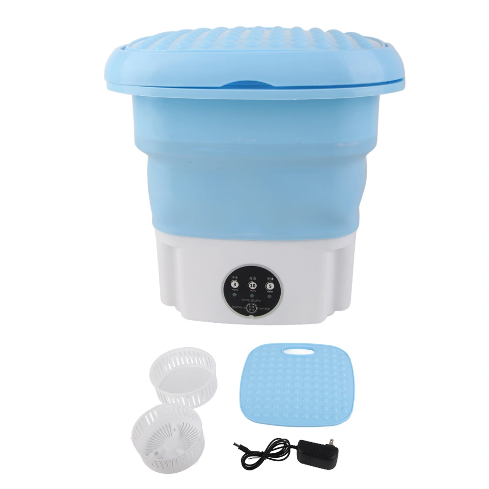 Portable Mini Washing Machine Folding Underwear Socks Washer for Student Dormitories Apartments Nursing Homes Tourism Camping 100‑240V Blue US Plug