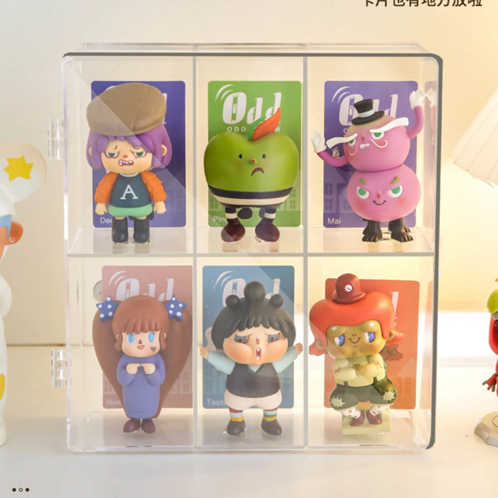 Display Case Clear Desktop Seperate Cubes Water Dust Proof Show Display Box for Figures Doll Toys 6 Cubes 19x6x21cm