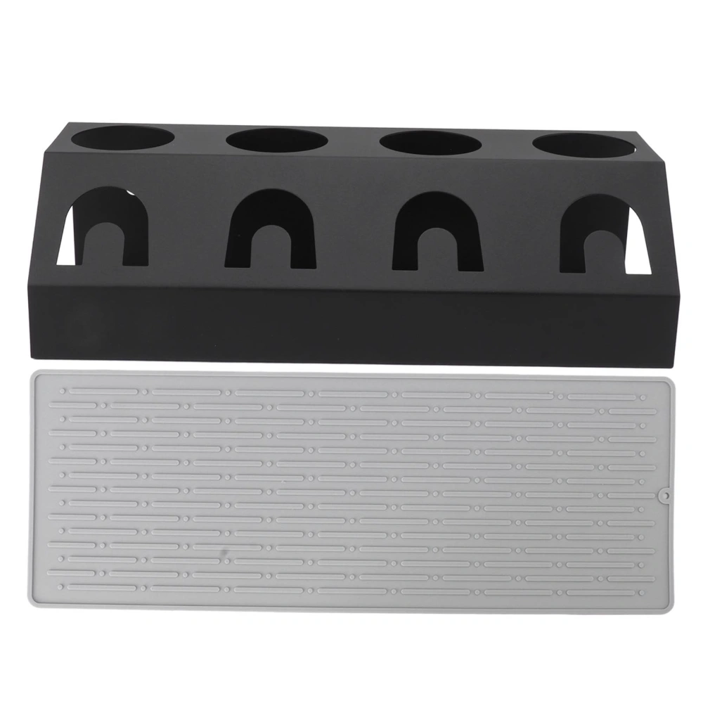 4 Holes Bottle Drying Rack Antislip 4 Holes Iron and Silicone Kitchen Drain Cup Holder for Soda Bottle Black