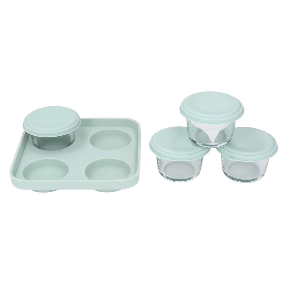 Salad Dressing Container Transparent Reusable Food Grade Silicone Condiment Containers with Lids for Freezer Microwave Green