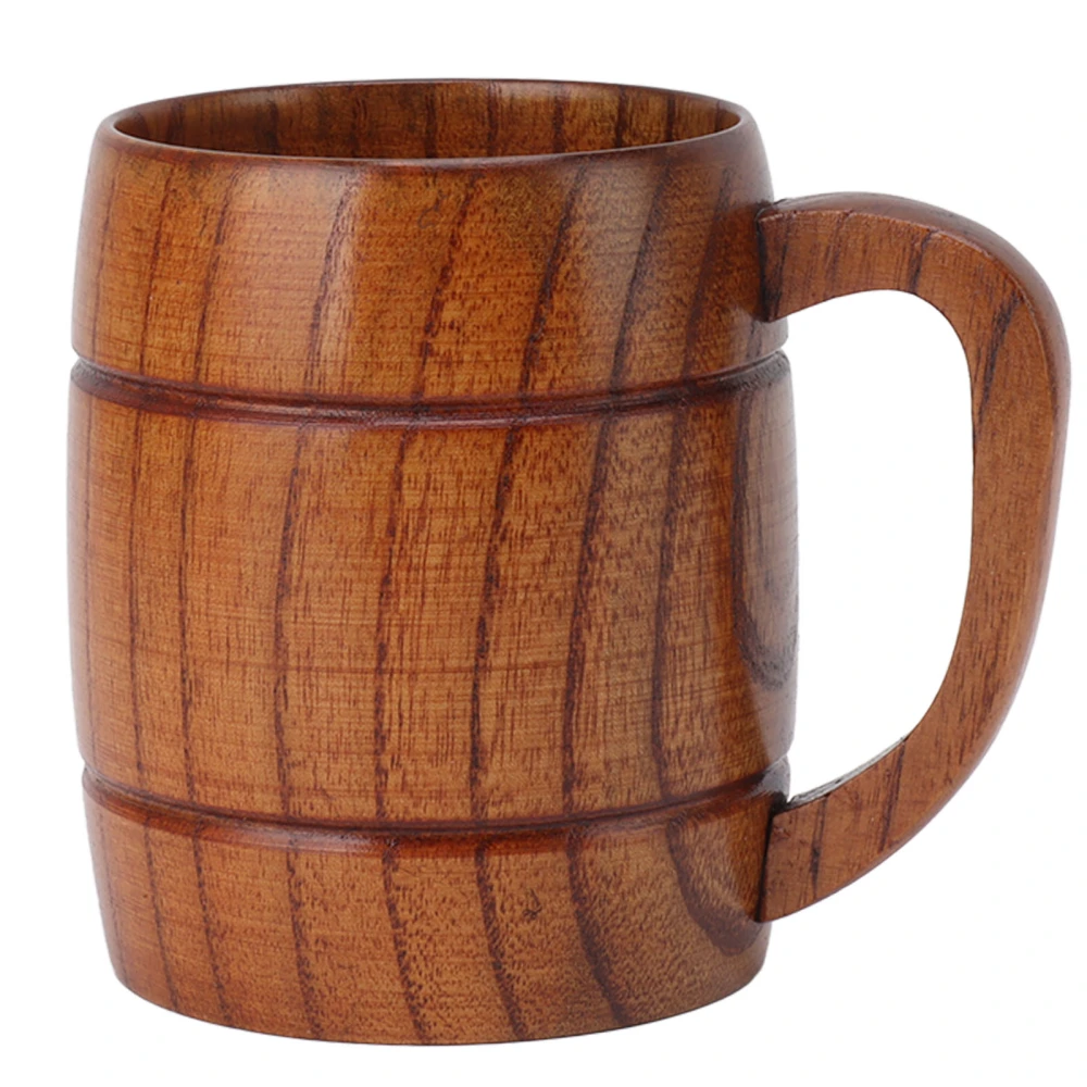 Wooden Beer Mug with Handle 300ml Prevent Scald Carved Drinkware Wood Drinking Cup for Tea Milk Beer Kitchen Home Bar