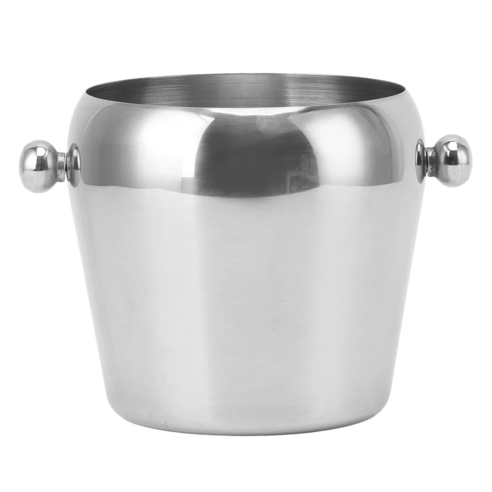 Stainless Steel Ice Bucket Champagne Ice Bucket Wine Chiller Bucket Beverage Tub with Smooth Handle for Home Bars Parties Silver Naked Large 2L