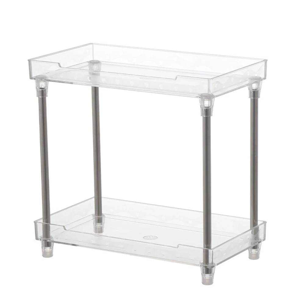 Makeup Organizer Rack Detachable Cosmetic Storage Shelf with Clear Acrylic Tray for Toiletries Bathroom Bedroom 2 Tiers