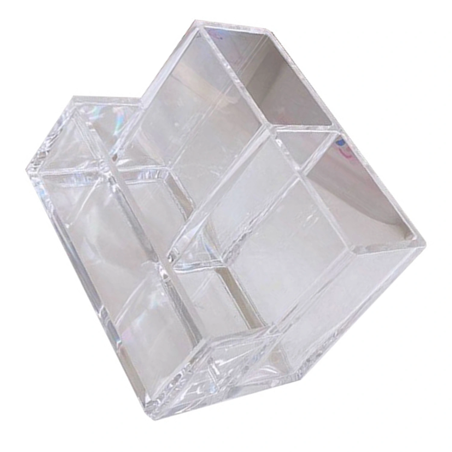 Clear Pencil Organizer Cup Acrylic 3 Compartments Thickened Transparent Pen Holder for Countertop Desk