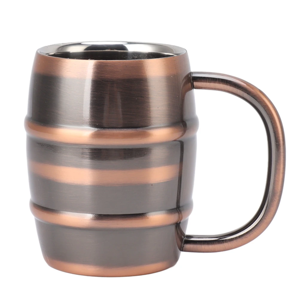 Stainless Steel Beer Mug Double Layer Insulation Multipurpose Safe Ergonomic Milk Tea Mug for Home Retro Copper Color