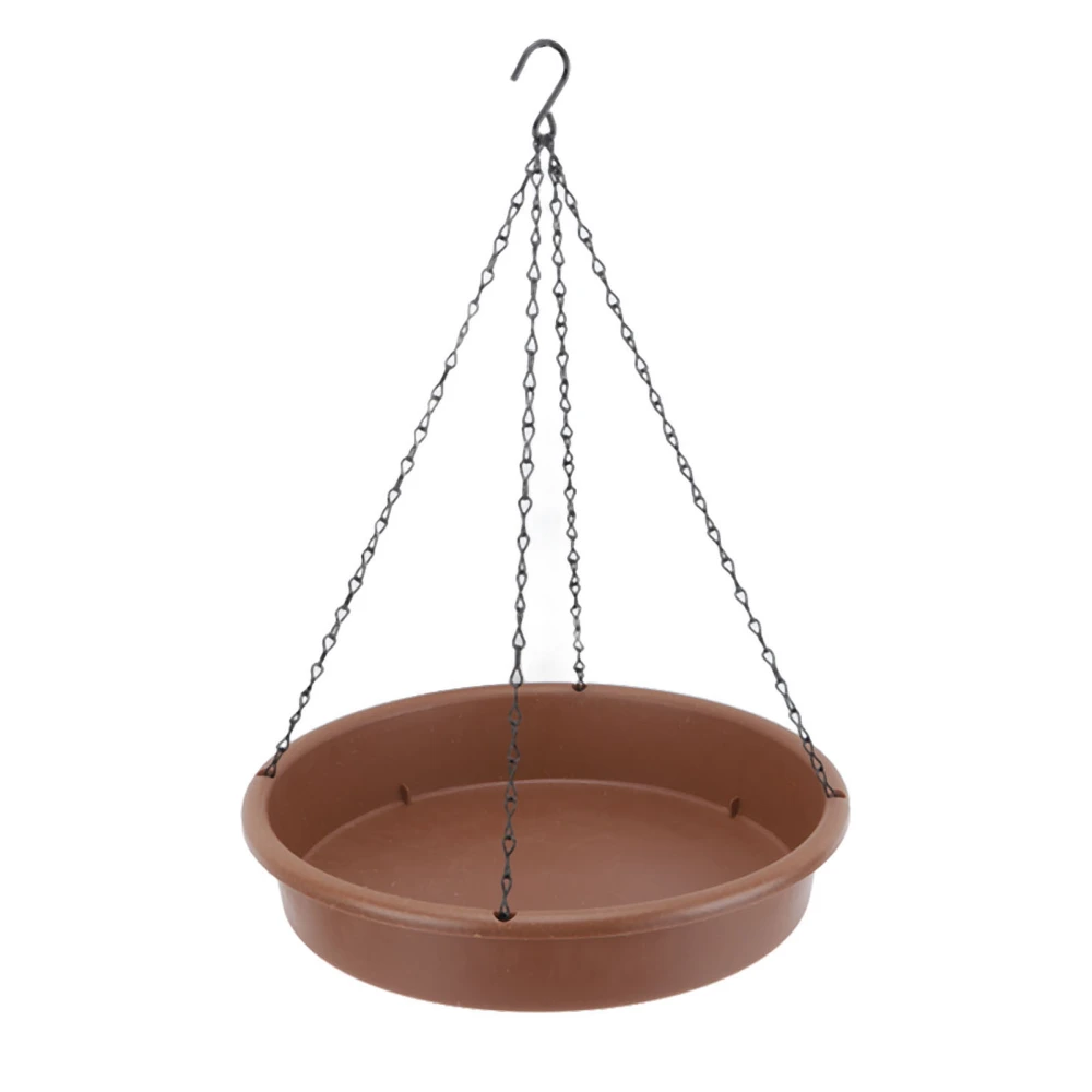 Bird Bath Hanging Bird Feeder Round Plastic Hanging Bird Feeder Tray Outdoor Bird Bath Tray Brown