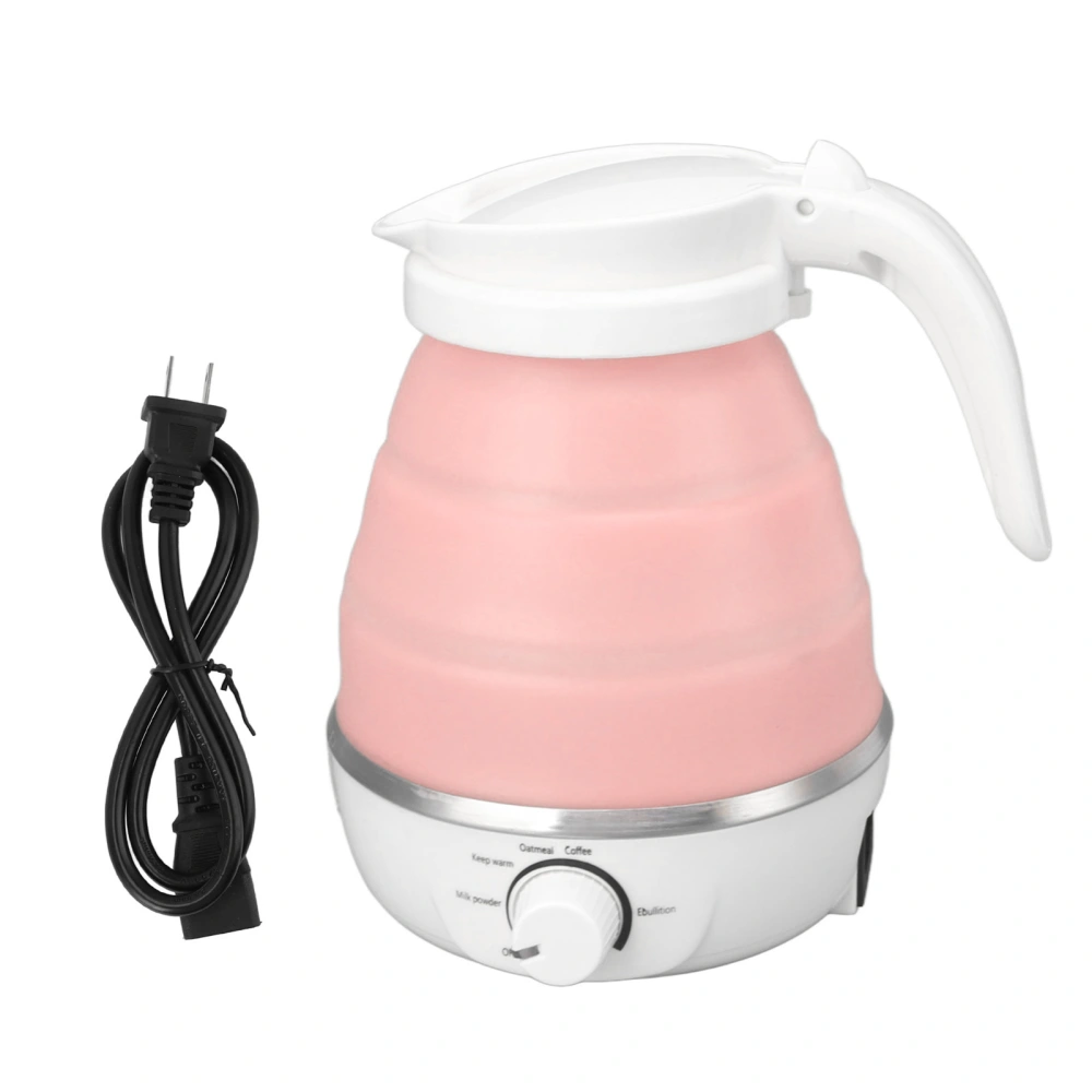 0.6L Foldable Electric Kettle 600W Heat Resistant Rust Proof Portable Electric Kettle for Travel US Plug 110V Pink