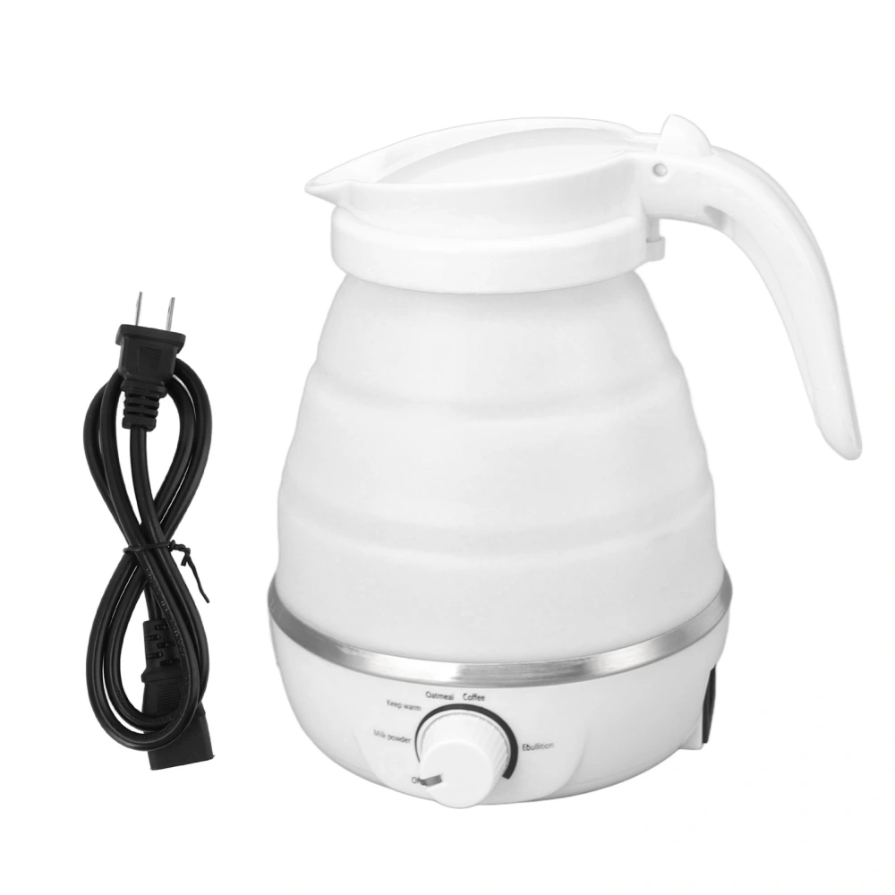 0.6L Foldable Electric Kettle 600W Heat Resistant Rust Proof Portable Electric Kettle for Travel US Plug 110V White