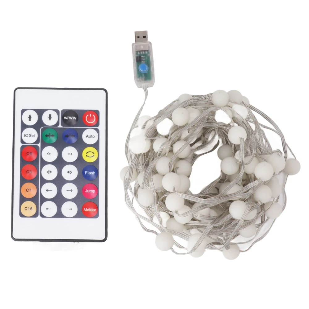 Ball String Light 100 LEDs 16 Colors USB Powered Decorative Lamp String with Remote Control for Curtain Living Room