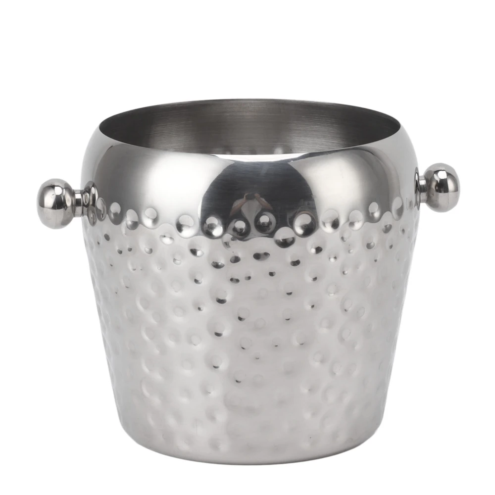 Ice Bucket Stainless Steel Mini Insulated Frozen Container for Bar Wine Champagne 1L Sliver