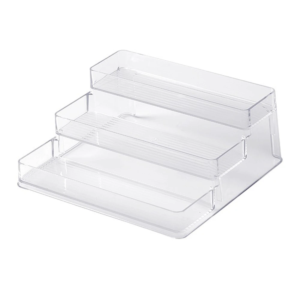 Clear Acrylic Display Riser Shelf 3 Tier Riser Display Stand Kitchen Bathroom Storage Rack