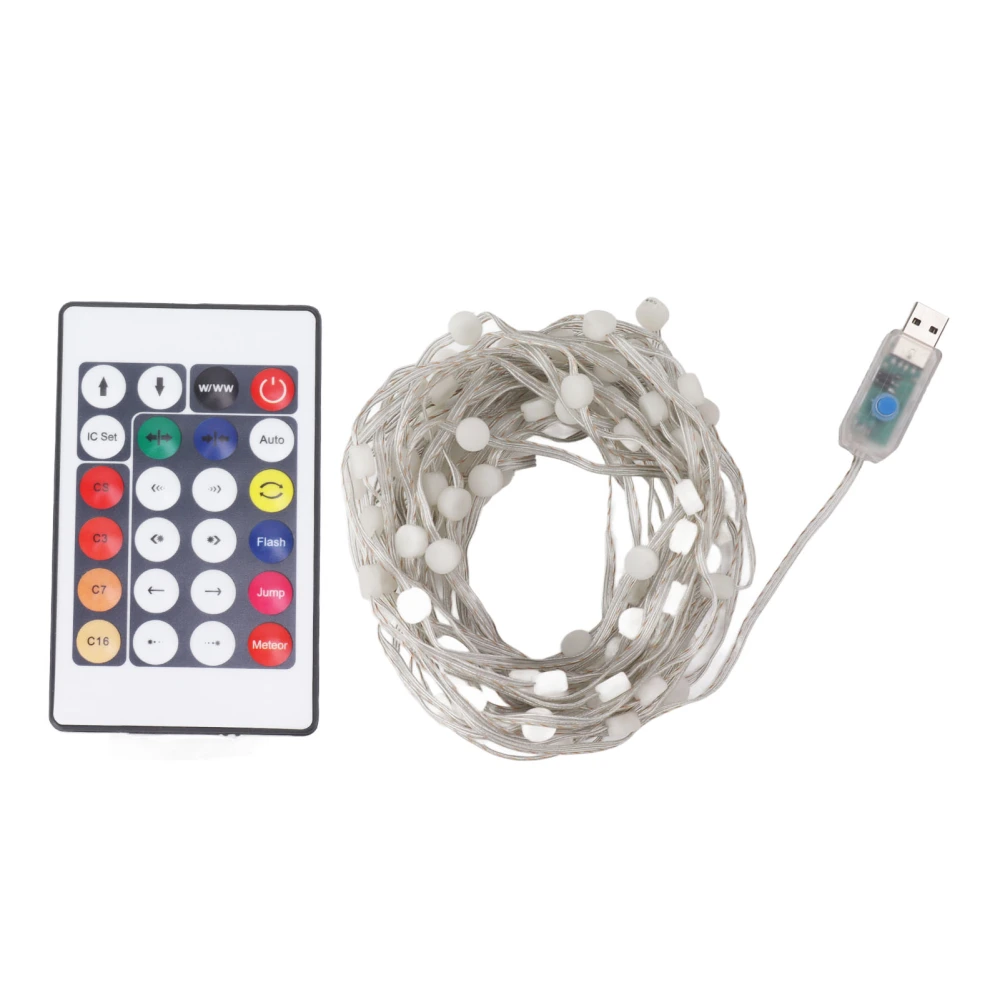 LED Globe String Light USB Powered Remote Control 16 Color LED Globe String Lamp for Bedroom