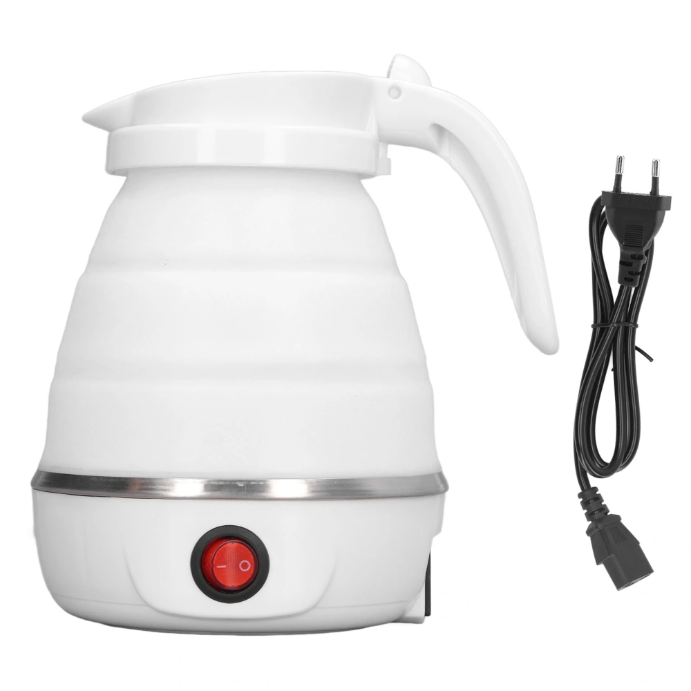 Folding Silicone Kettle 600W Efficient Food Grade Safe Foldable Electric Kettle for Travel Camping Outdoor EU Plug 220V White